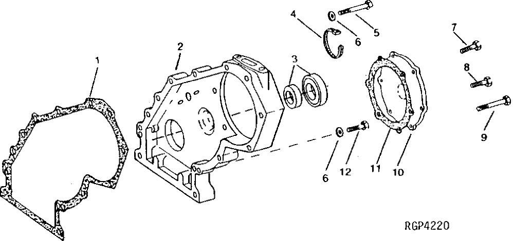 Схема запчастей John Deere 90 - 5 - TIMING GEAR COVER AND FRONT OIL SEAL 402 - ENGINE 4