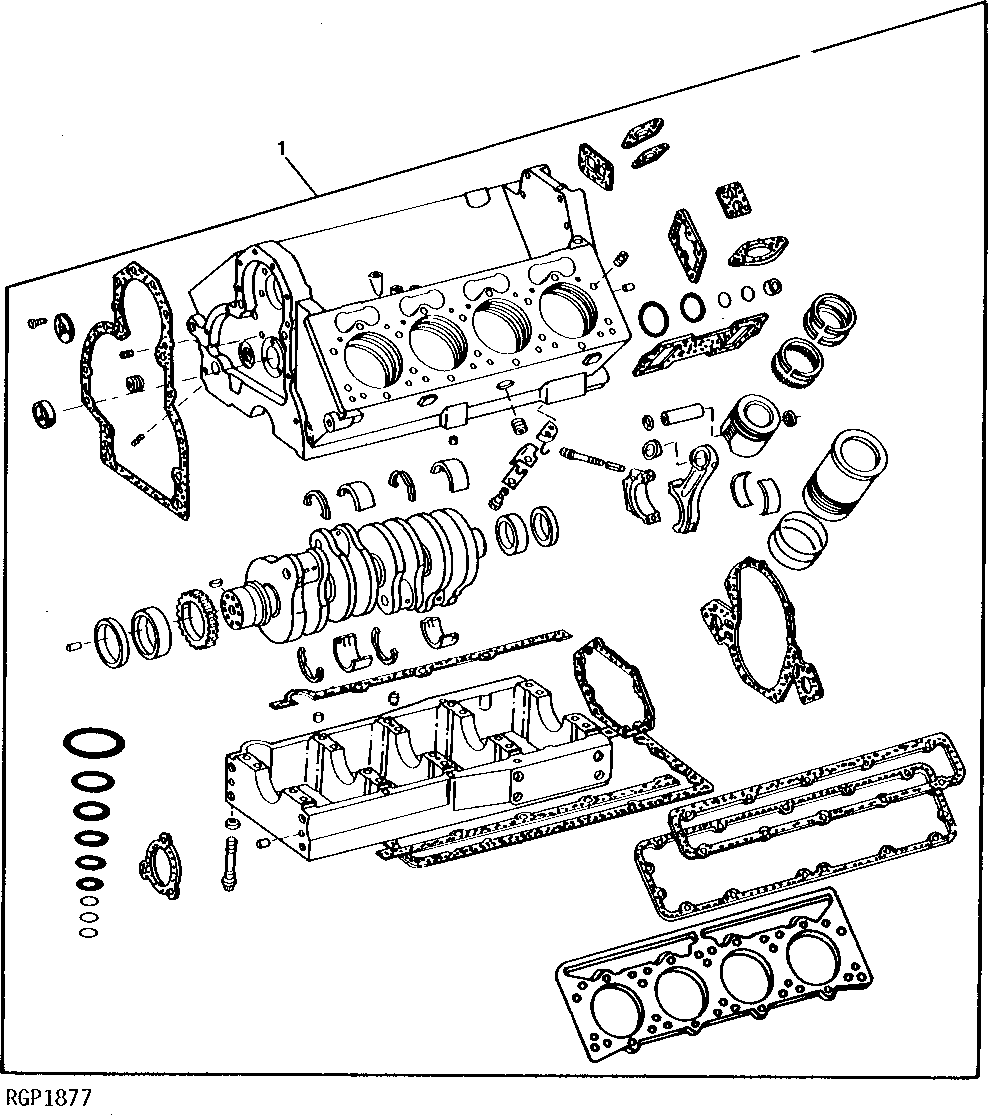 Схема запчастей John Deere 90 - 6 - ENGINE SHORT BLOCK 404 - ENGINE 4