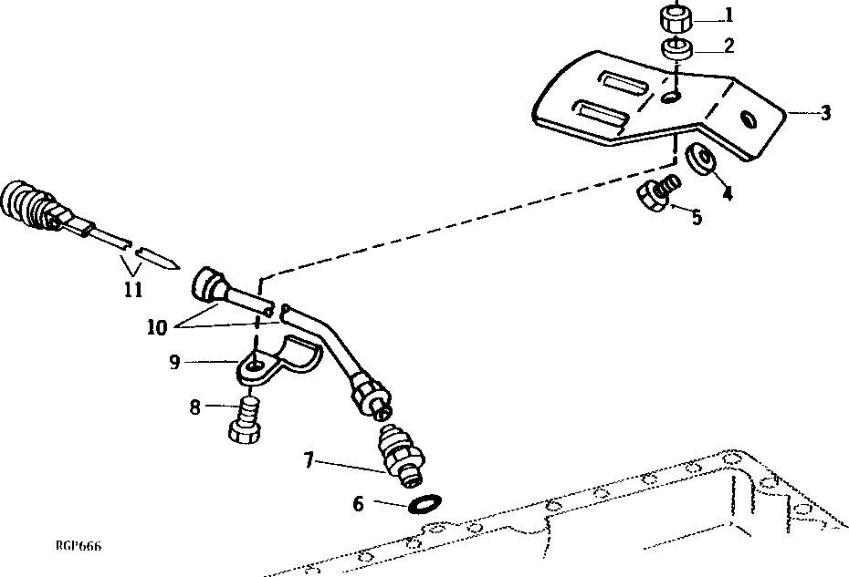 Схема запчастей John Deere 90 - 6 - ENGINE OIL DIPSTICK 407 - ENGINE 4