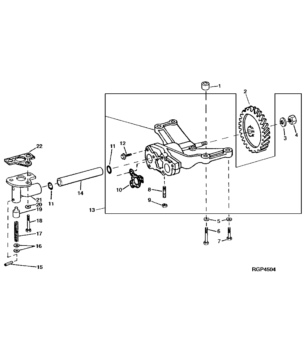 Схема запчастей John Deere 90 - 16 - ENGINE OIL PUMP (WITHOUT INTAKE) 407 - ENGINE 4