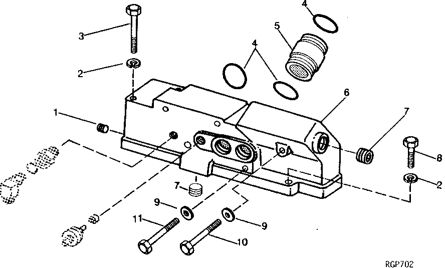 Схема запчастей John Deere 90 - 19 - OIL PRESSURE REGULATING HOUSING 407 - ENGINE 4