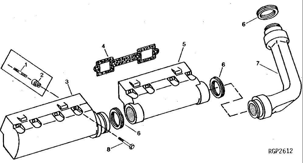 Схема запчастей John Deere 90 - 1 - EXHAUST MANIFOLD 410 - ENGINE 4