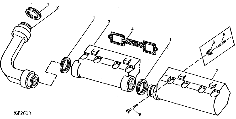 Схема запчастей John Deere 90 - 2 - EXHAUST MANIFOLD 410 - ENGINE 4