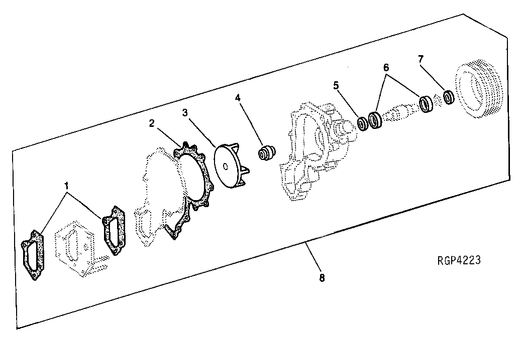 Схема запчастей John Deere 90 - 1 - WATER PUMP REPAIR KIT 417 - ENGINE 4