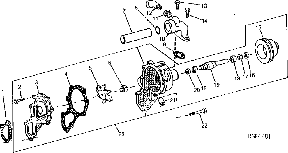 Схема запчастей John Deere 90 - 2 - WATER PUMP AND PULLEY 417 - ENGINE 4