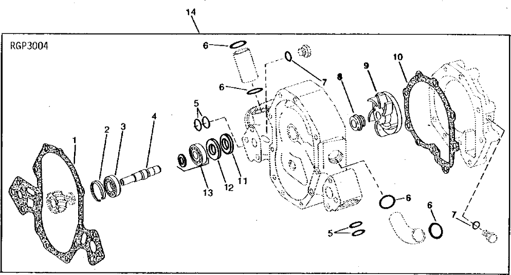 Схема запчастей John Deere 90 - 5 - WATER PUMP REPAIR KIT 417 - ENGINE 4