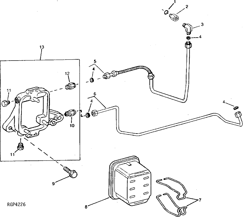 Схема запчастей John Deere 90 - 4 - FUEL FILTER AND LINES 420 - ENGINE 4