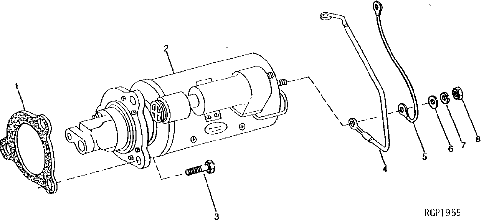 Схема запчастей John Deere 90 - 1 - STARTING MOTOR AND GROUND CABLE 422 - ENGINE 4