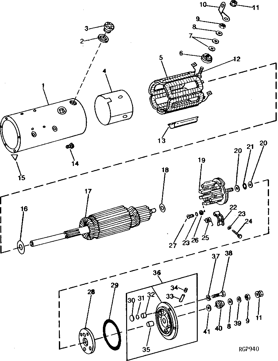 Схема запчастей John Deere 90 - 4 - STARTER ARMATURE, MAIN FRAME, COIL AND END FRAME 422 - ENGINE 4