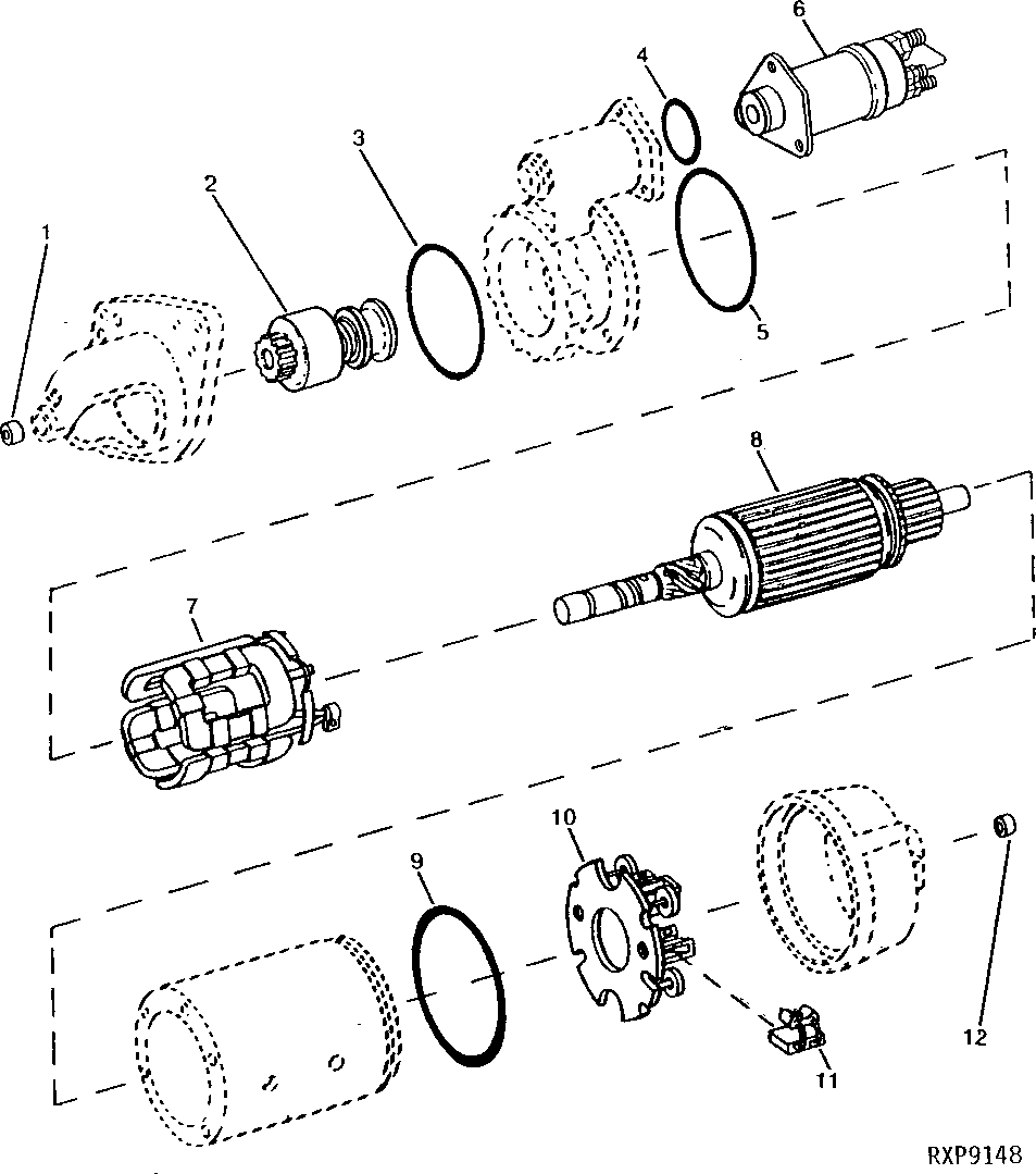 Схема запчастей John Deere 90 - 16 - STARTING MOTOR 422 - ENGINE 4