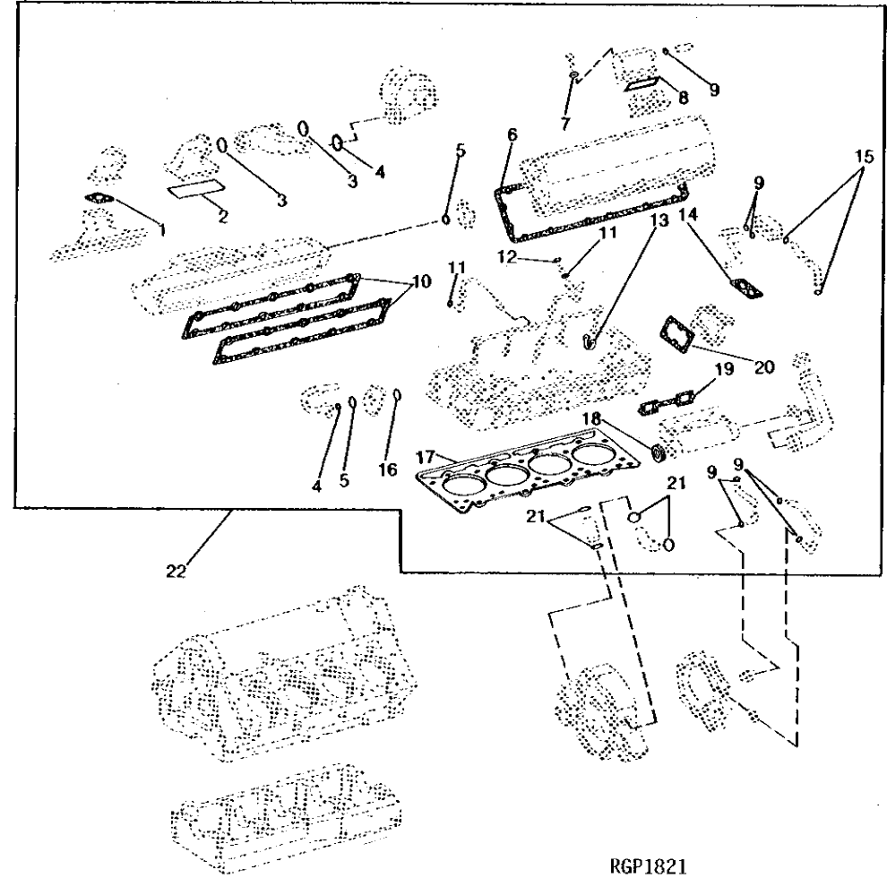Схема запчастей John Deere 90 - 2 - ENGINE CYLINDER HEAD GASKET KIT 452 - ENGINE 4