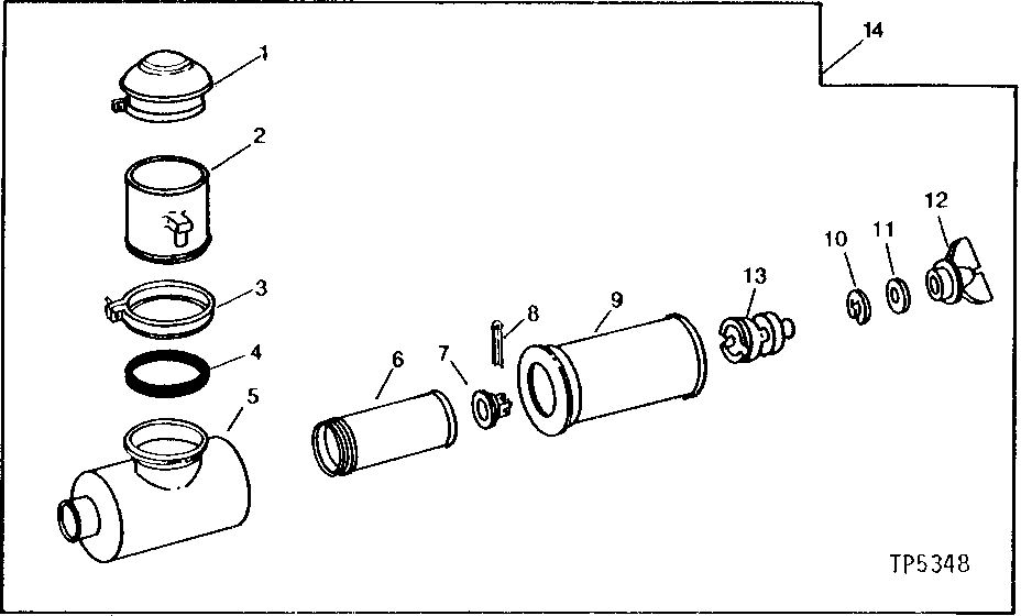 Схема запчастей John Deere 90 - 1 - AIR CLEANER 520 - ENGINE AUXILIARY SYSTEMS 5