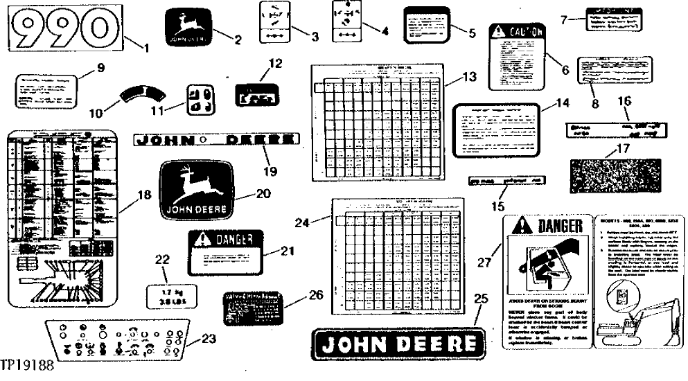 Схема запчастей John Deere 90 - 1 - DECALS AND LABELS 1320 - MISCELLANEOUS VEHICLE 13