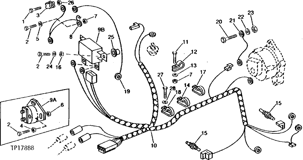 Схема запчастей John Deere 90 - 2 - ENGINE WIRING HARNESS 1674 - ELECTRICAL SYSTEMS 16