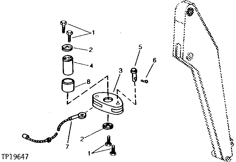 Схема запчастей John Deere 90 - 1 - COUNTERWEIGHT CABLE PIVOT 1749 - FRAME, CHASSIS OR SUPPORTING STRUCTURE 17