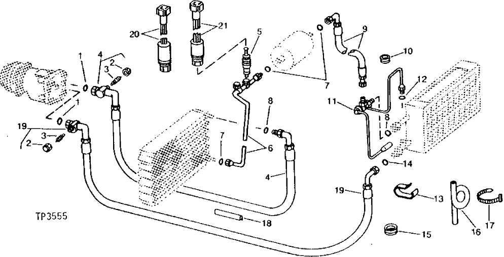 Схема запчастей John Deere 90 - 5 - AIR CONDITIONER REFRIGERANT LINES AND HOSES 1830 - OPERATORS STATION 18