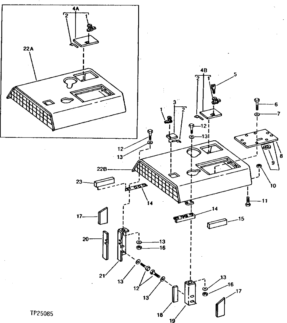 Схема запчастей John Deere 90 - 2 - HOOD 1910 - SHEET METAL AND STYLING 19