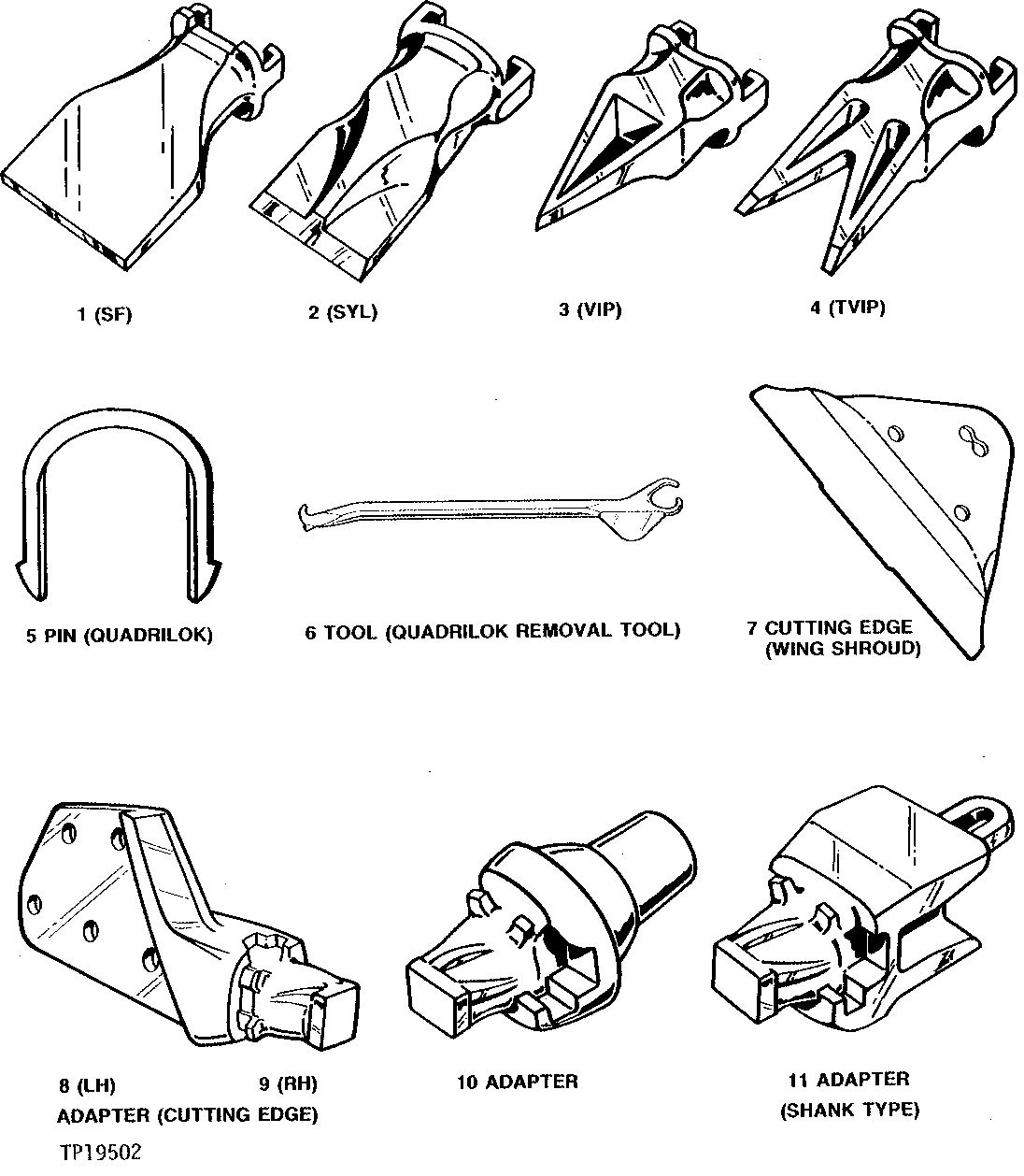 Схема запчастей John Deere 90 - 4 - ESCO BUCKET CUTTING EDGES, TEETH AND ADAPTERS 3302 - EXCAVATOR 33