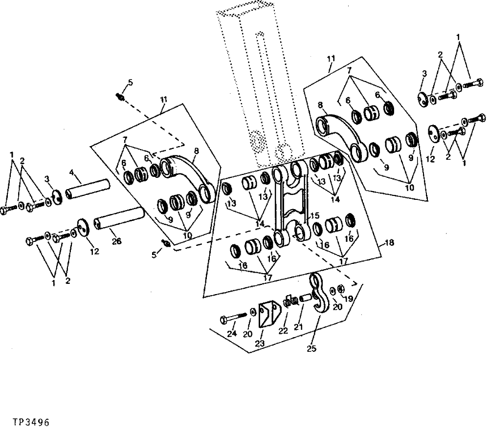 Схема запчастей John Deere 90 - 8 - BUCKET LINKS, LIFT HOOK AND CYLINDER PIN TO LINKS 3340 - EXCAVATOR 33