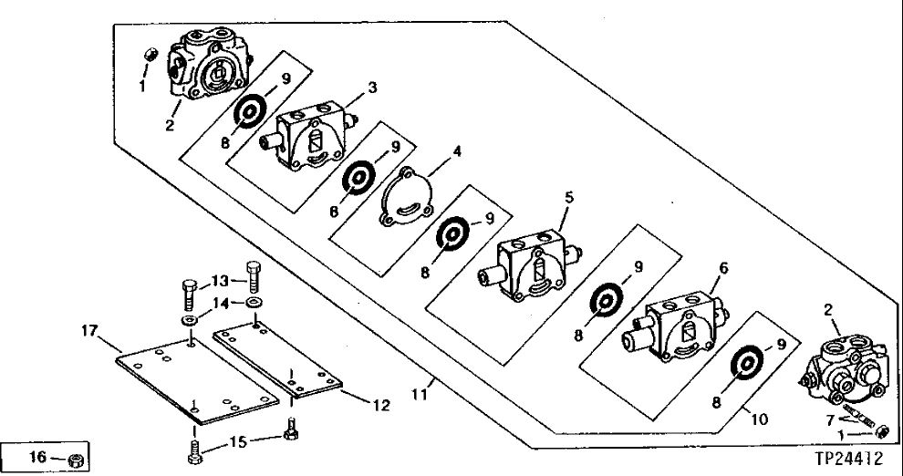 Схема запчастей John Deere 90 - 28 - SWING AND TRACK VALVE ASSEMBLY 3360 - EXCAVATOR 33