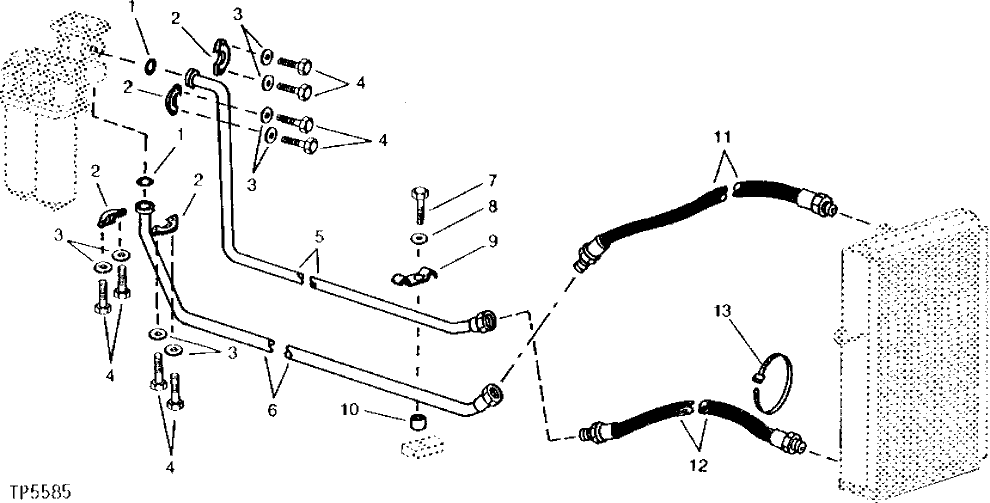 Схема запчастей John Deere 90 - 42 - HYDRAULIC OIL COOLER LINES 3360 - EXCAVATOR 33