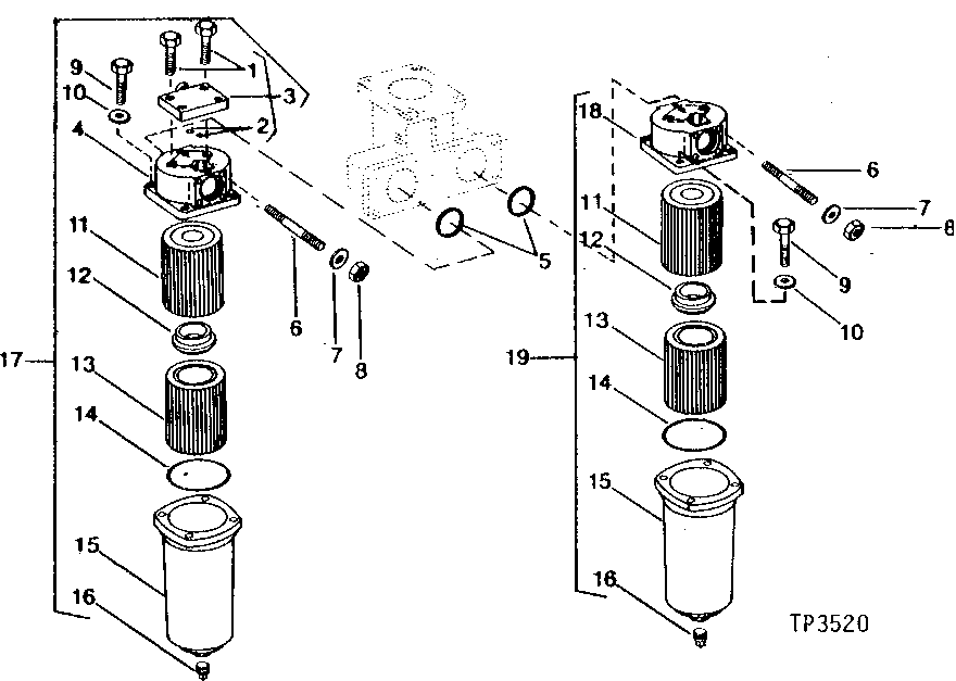 Схема запчастей John Deere 90 - 44 - HYDRAULIC RETURN LINE FILTER 3360 - EXCAVATOR 33