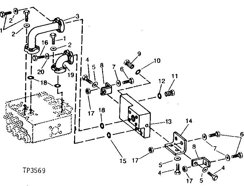 Схема запчастей John Deere 90 - 57 - DIG VALVE TO JUNCTION BLOCK HYDRAULICS 3360 - EXCAVATOR 33