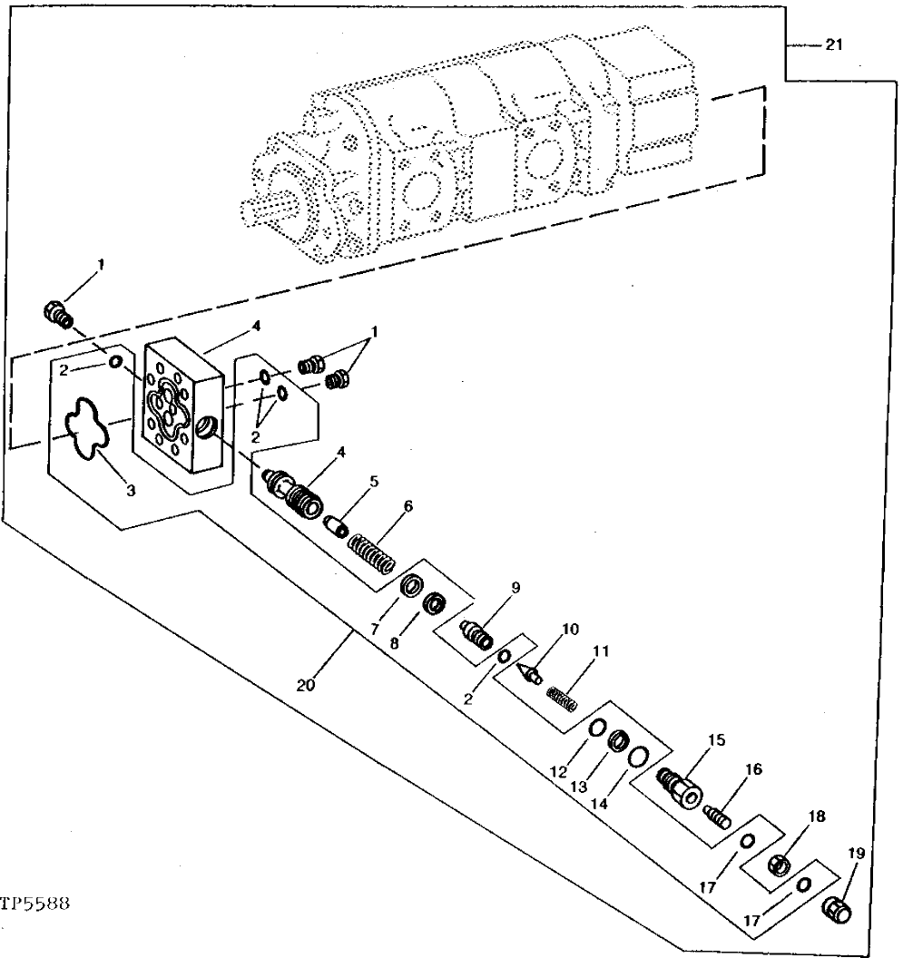 Схема запчастей John Deere 90 - 4 - HYDRAULIC PUMP VALVE SECTION KIT 3360 - EXCAVATOR 33