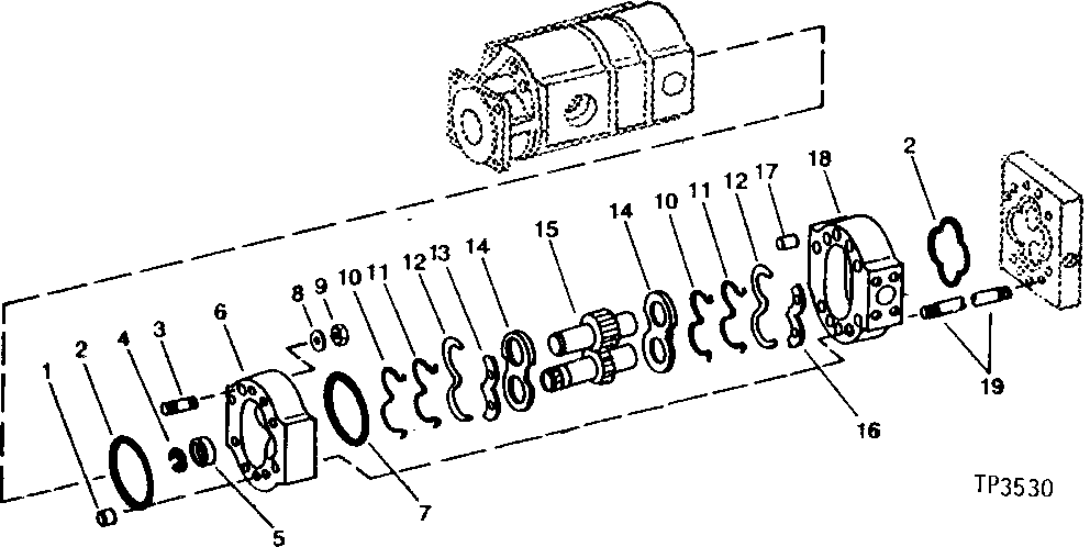 Схема запчастей John Deere 90 - 6 - HYDRAULIC PUMP REAR SECTION 3360 - EXCAVATOR 33