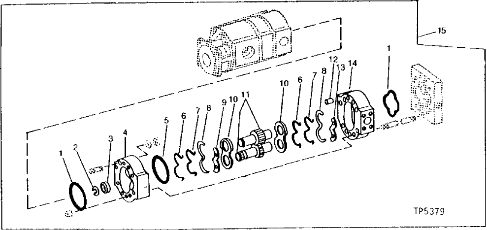 Схема запчастей John Deere 90 - 10 - HYDRAULIC PUMP REAR SECTION KIT 3360 - EXCAVATOR 33