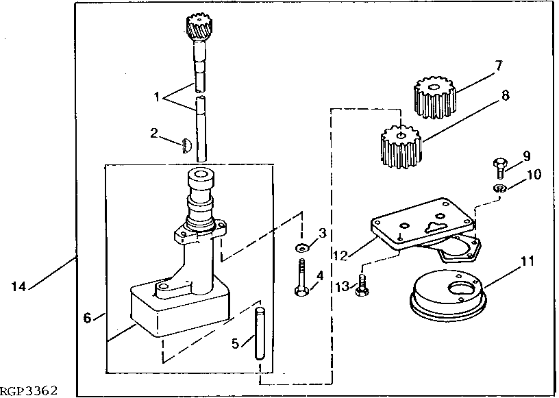 Схема запчастей John Deere 90A - 1 - ENGINE OIL PUMP (CAMSHAFT DRIVEN) 407 - ENGINE 4