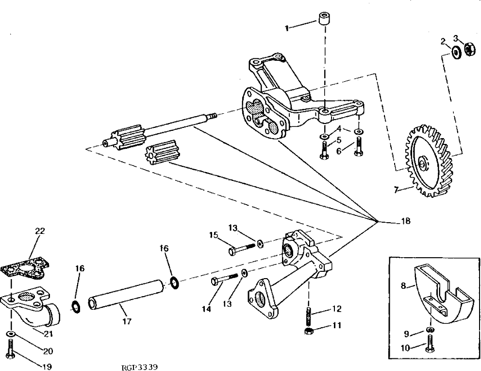 Схема запчастей John Deere 90A - 2 - ENGINE OIL PUMP (CRANKSHAFT DRIVEN) 407 - ENGINE 4