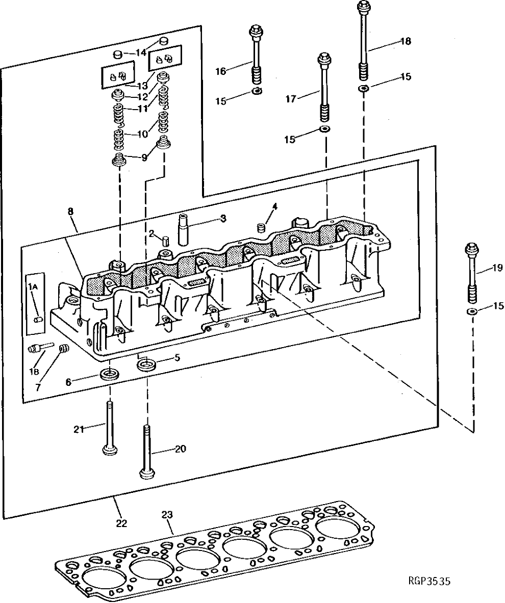 Схема запчастей John Deere 90A - 4 - CYLINDER HEAD AND VALVES 409 - ENGINE 4