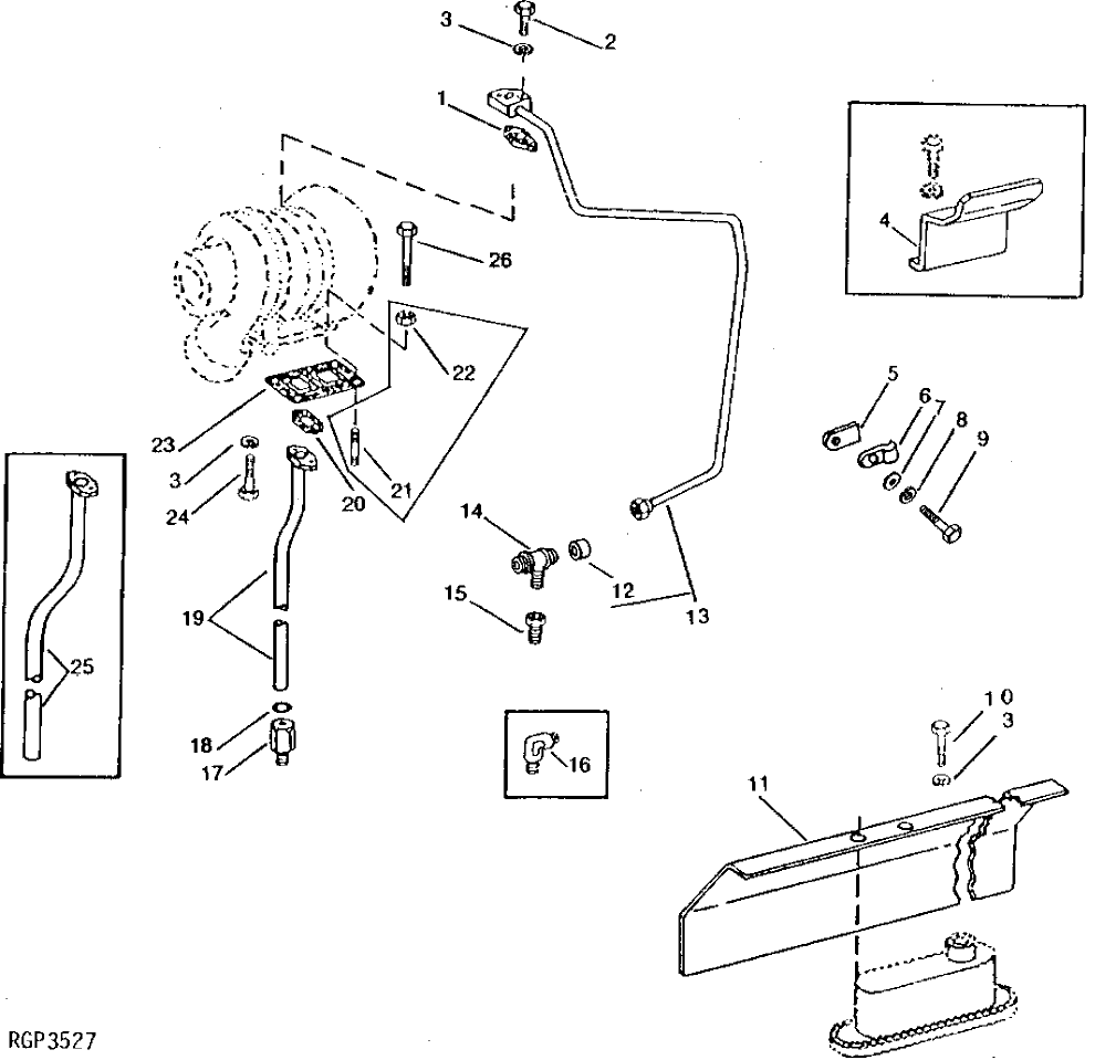 Схема запчастей John Deere 90A - 4 - TURBOCHARGER OIL LINES 416 - ENGINE 4