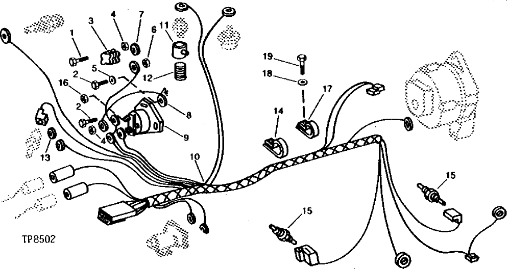 Схема запчастей John Deere 90A - 2 - ENGINE WIRING HARNESS 1674 - ELECTRICAL SYSTEM 16