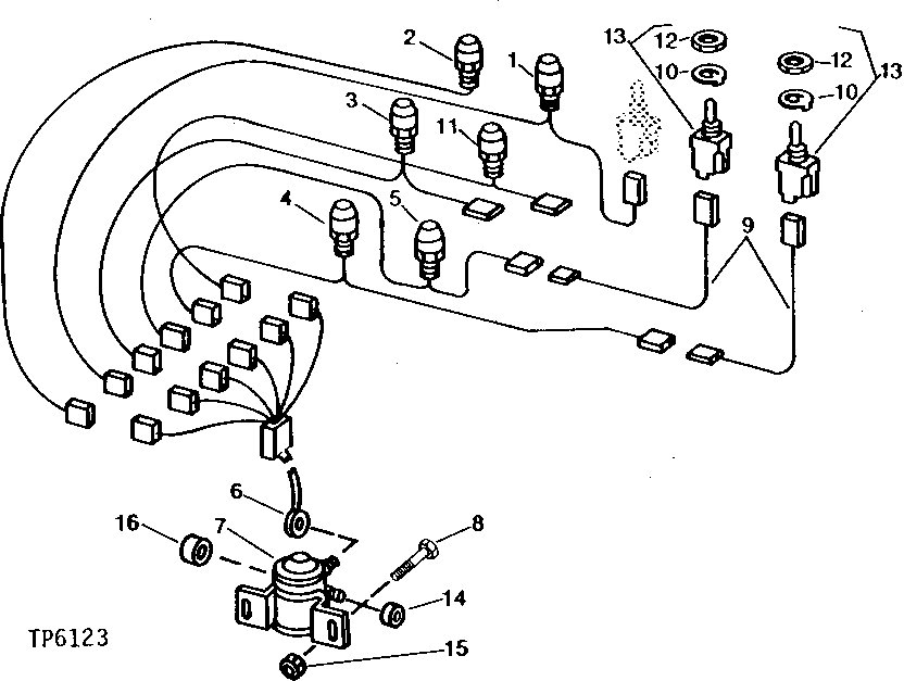 Схема запчастей John Deere 90A - 6 - SWITCH PANEL FUSES AND ACCESSORY RELAY 1674 - ELECTRICAL SYSTEM 16