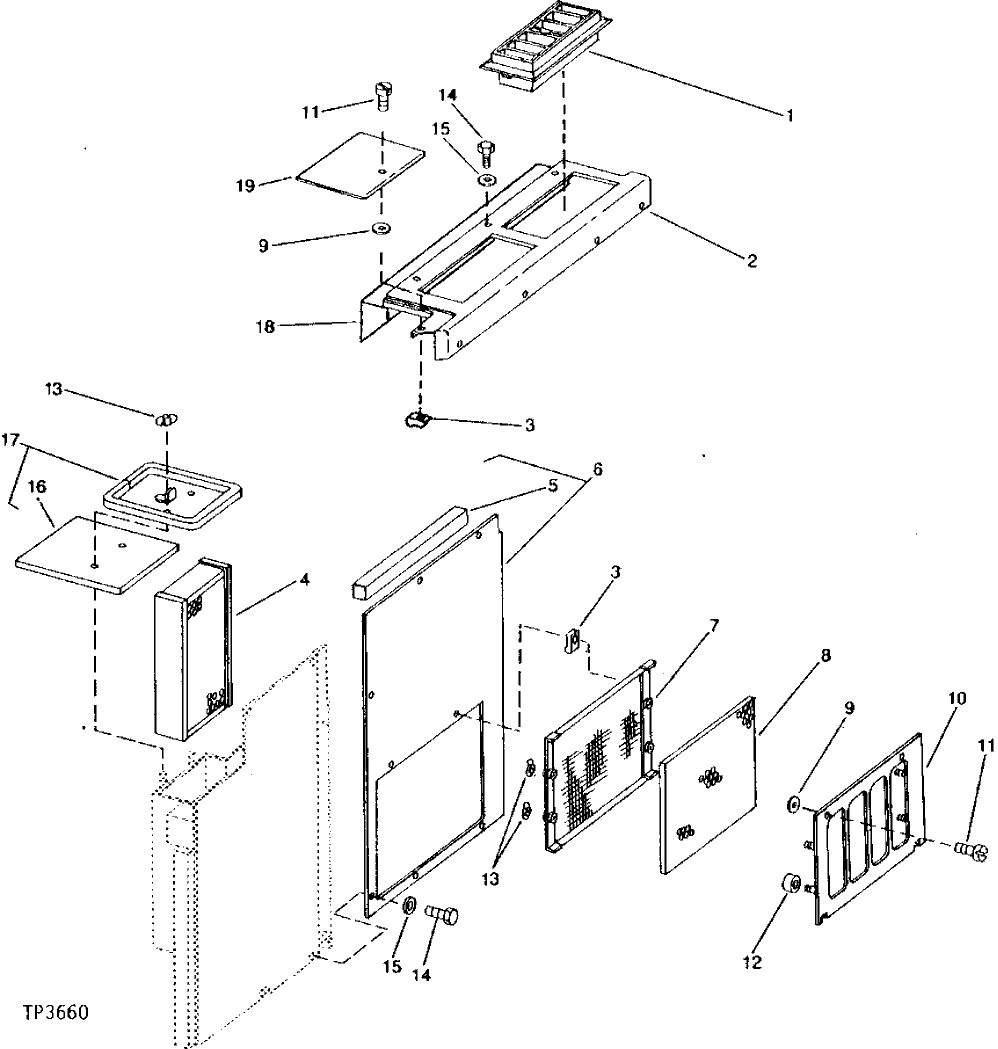 Схема запчастей John Deere 90A - 18 - HEATER LEFT PANEL 1810 - OPERATORS STATION 18