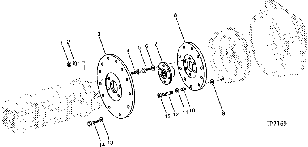 Схема запчастей John Deere 90A - 2 - HYDRAULIC PUMP DRIVE PLATE AND MOUNTING 3360 - EXCAVATOR 33