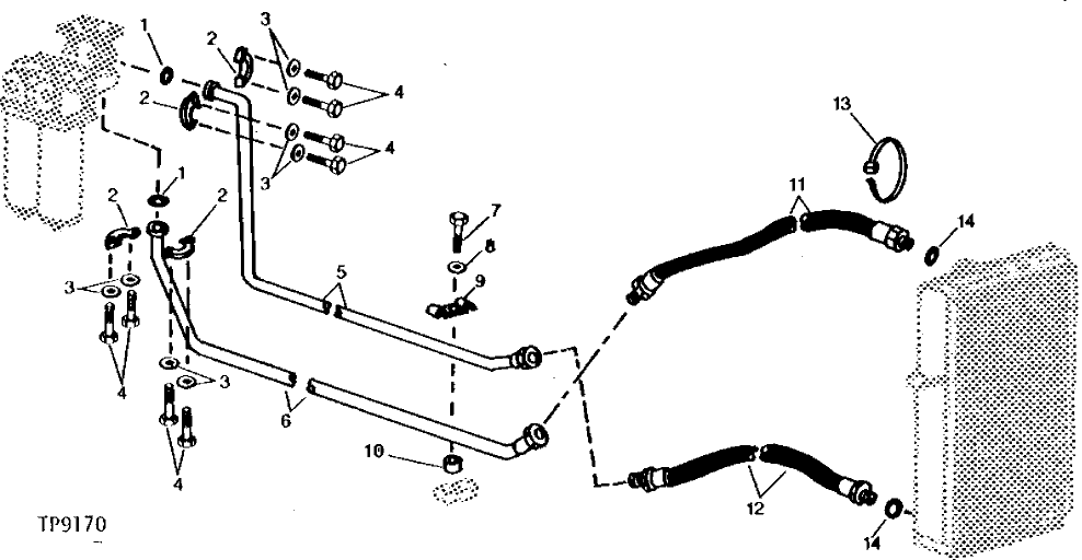 Схема запчастей John Deere 90A - 38 - HYDRAULIC OIL COOLER LINES 3360 - EXCAVATOR 33