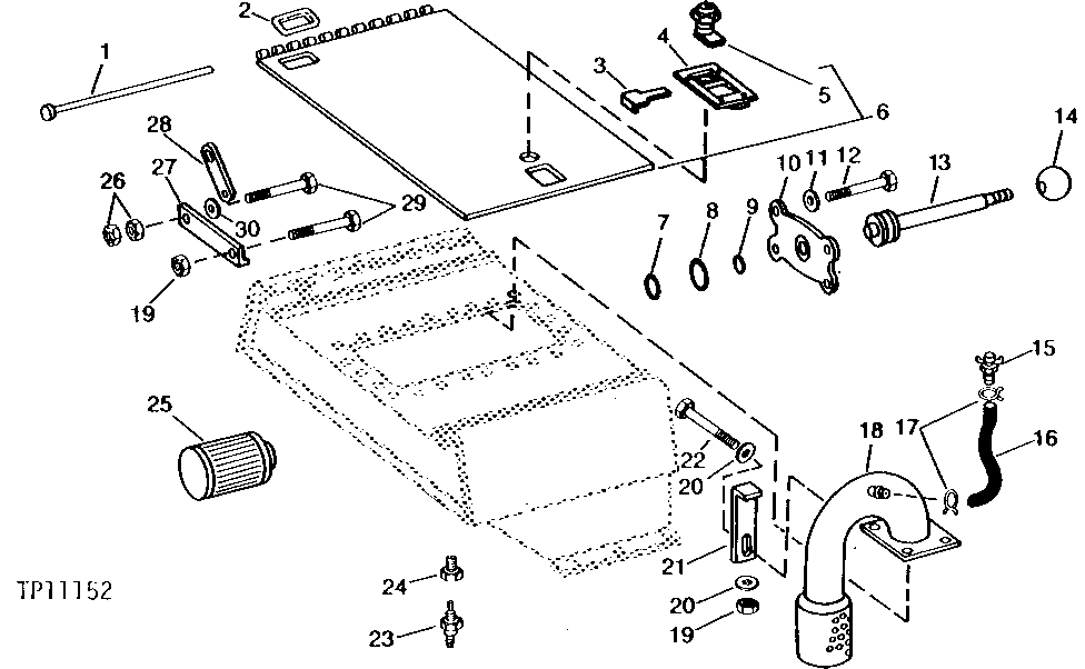 Схема запчастей John Deere 90A - 49 - HYDRAULIC RESERVOIR COVER, FILTER AND SENDING UNIT 3360 - EXCAVATOR 33