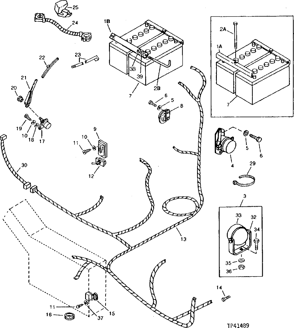 Схема запчастей John Deere 90 - 2 - BATTERIES AND MAIN WIRING HARNESS 1671 - ELECTRICAL SYSTEMS 16