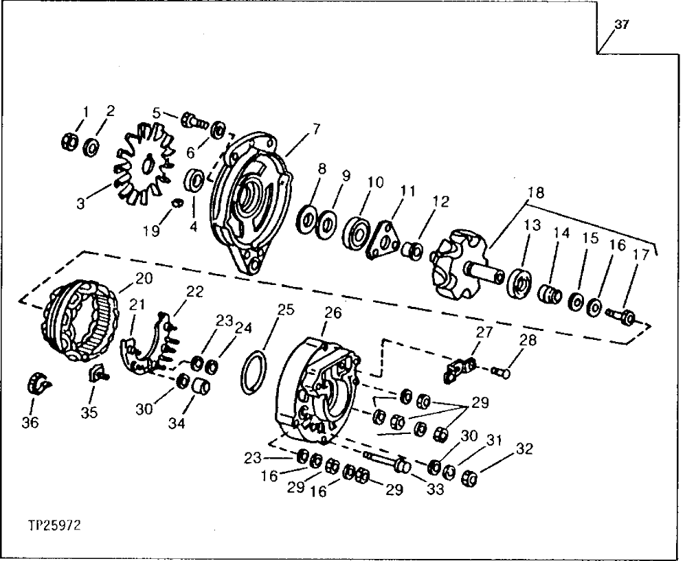 Схема запчастей John Deere 90 - 6 - REPLACEMENT ALTERNATOR, 42-AMP 1672 - ELECTRICAL SYSTEMS 16