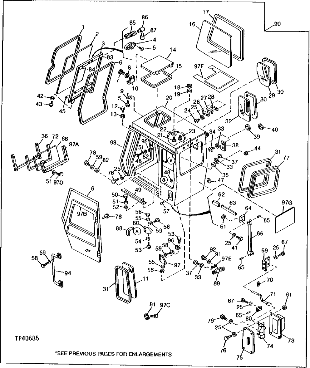 Схема запчастей John Deere 90 - 18 - CAB PARTS 1810 - OPERATORS STATION 18