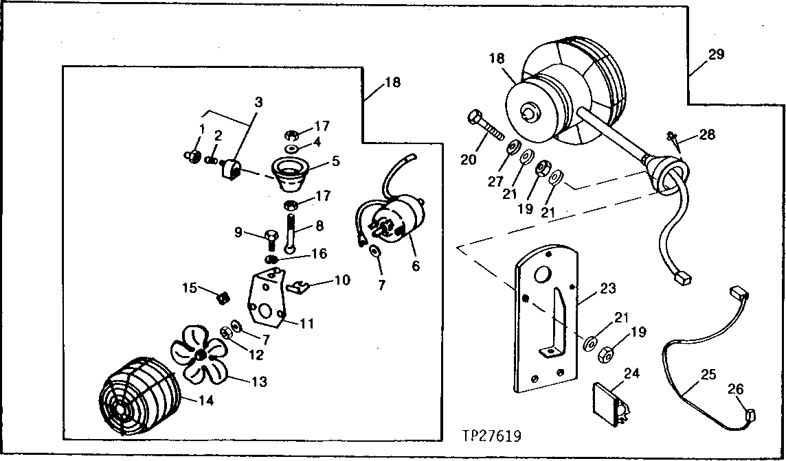 Схема запчастей John Deere 90 - 20 - CAB CIRCULATING FAN INSTALLATION 1810 - OPERATORS STATION 18