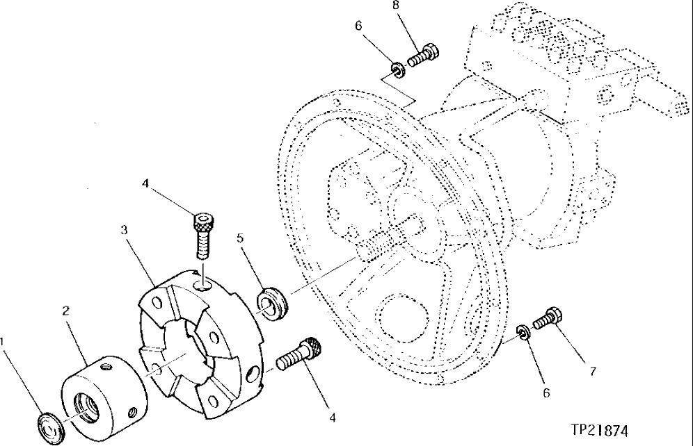 Схема запчастей John Deere 90 - 4 - MAIN HYDRAULIC PUMP DRIVE 2160 - MAIN HYDRAULIC SYSTEM 21