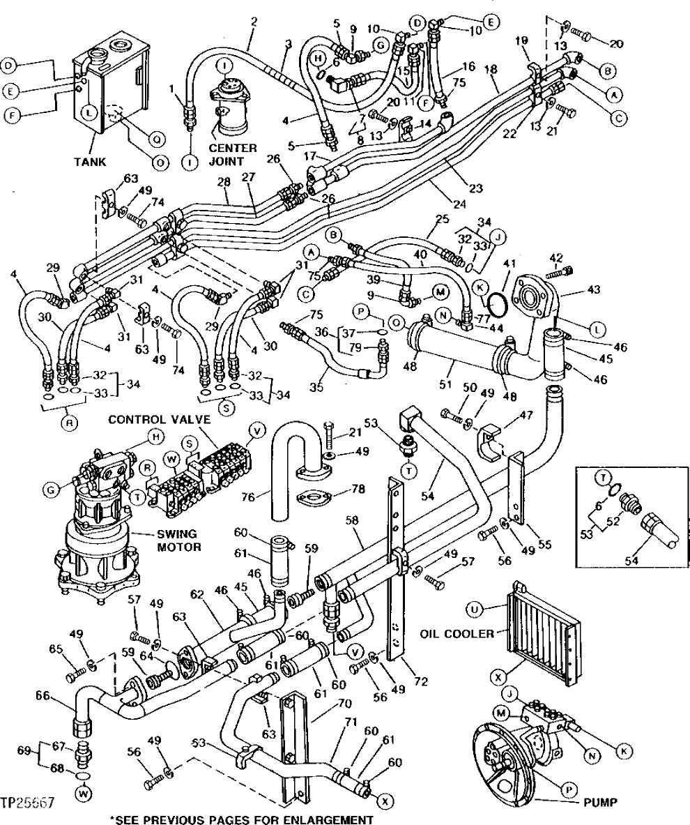 Схема запчастей John Deere 90 - 28 - OIL COOLER PIPING 2160 - MAIN HYDRAULIC SYSTEM 21