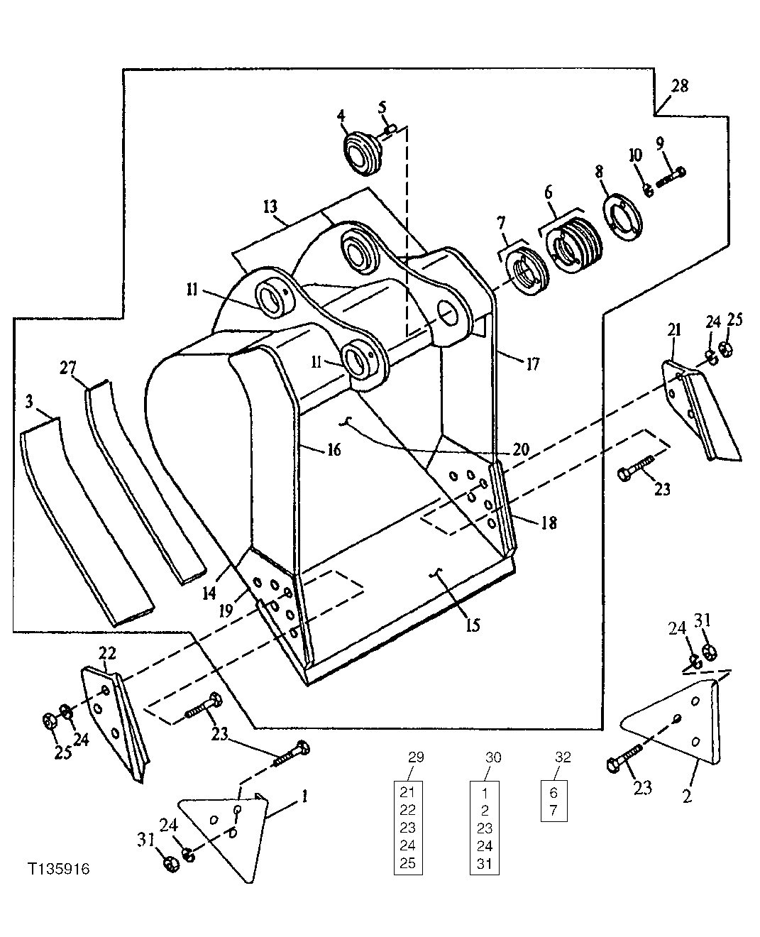 Схема запчастей John Deere 90 - 12 - BUCKET (HEAVY DUTY) (ALSO ORDER BUCKET TOOTH ASSEMBLIES) 3302 - EXCAVATOR 33