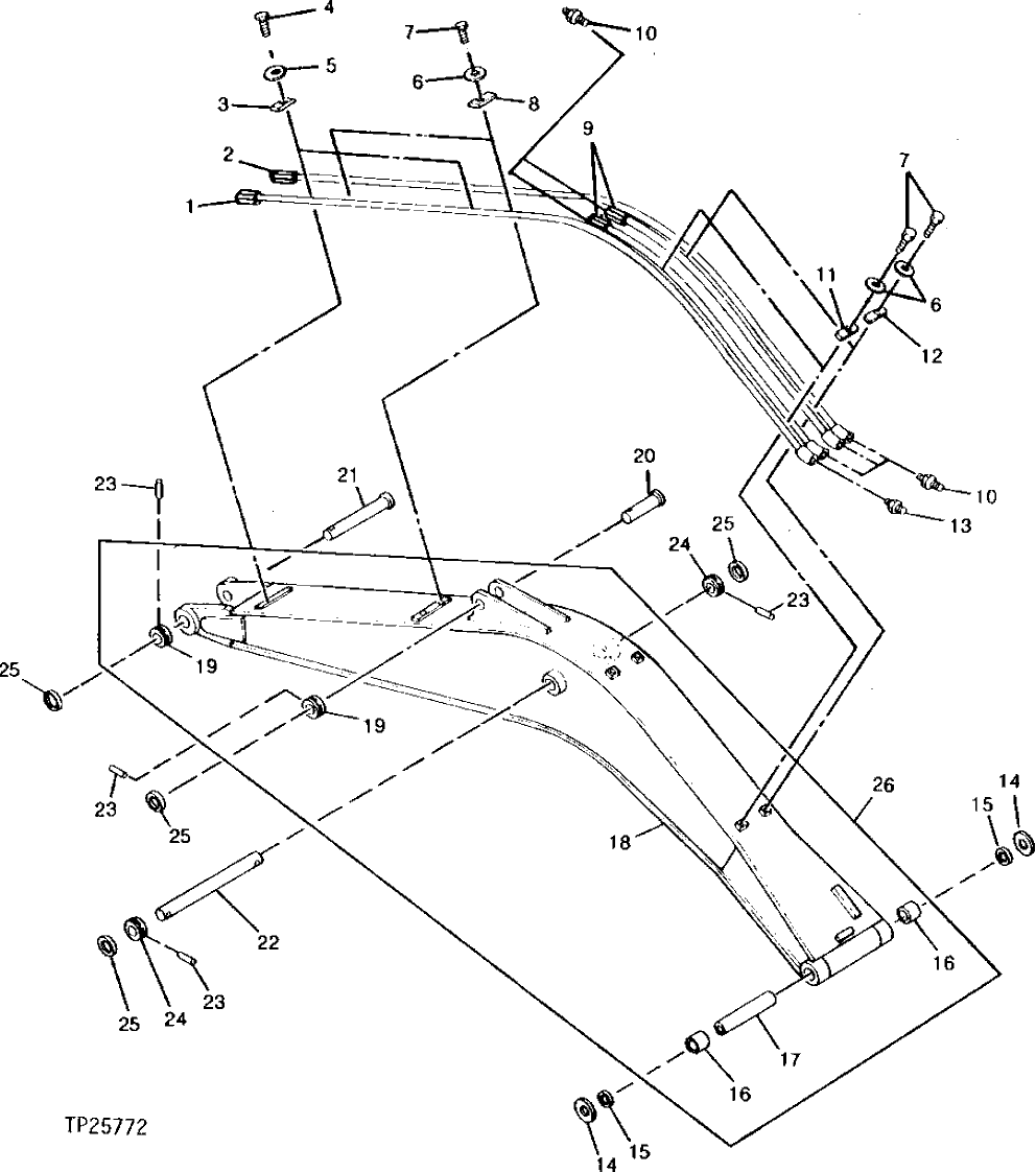 Схема запчастей John Deere 90 - 2 - BOOM AND BOOM OIL LINES 3340 - EXCAVATOR 33