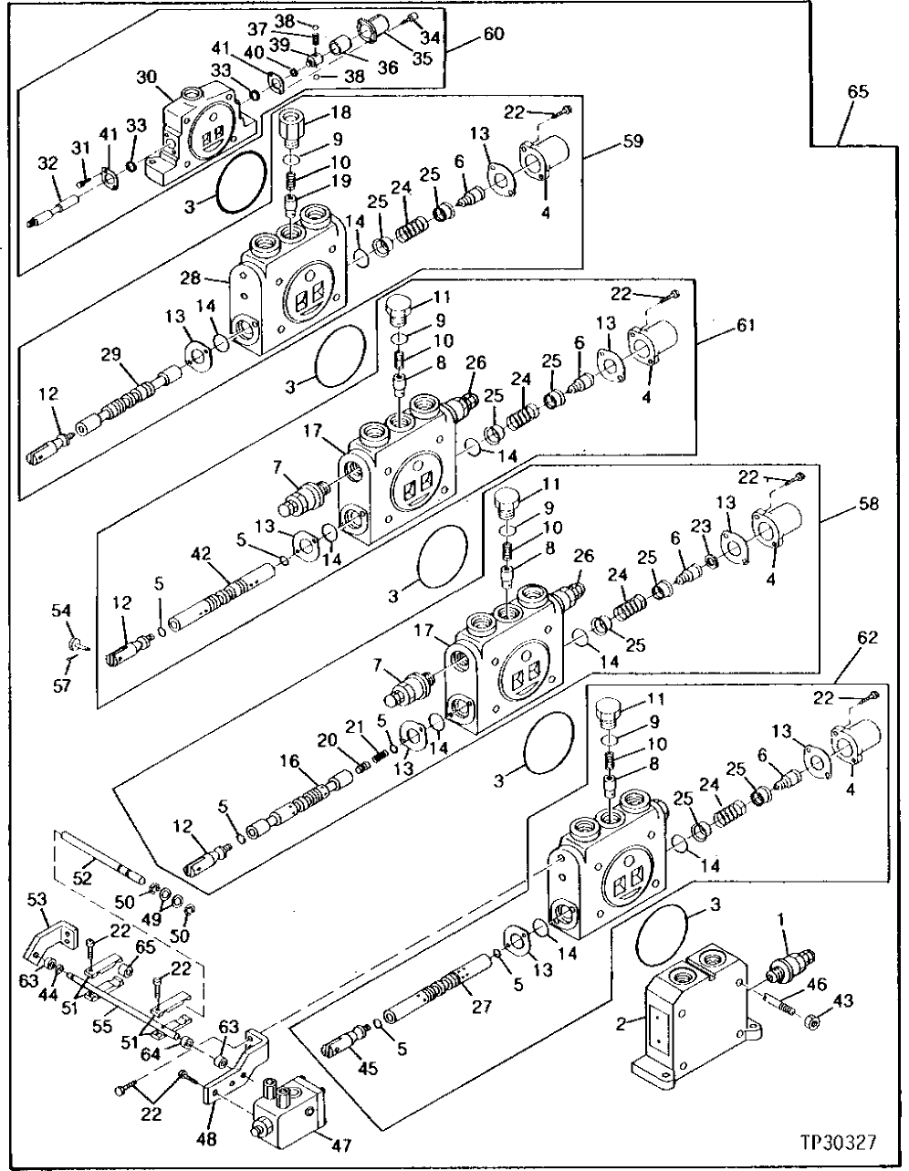 Схема запчастей John Deere 90 - 20 - LEFT CONTROL VALVE 3360 - EXCAVATOR 33