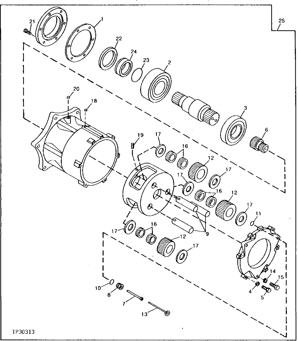 Схема запчастей John Deere 90 - 8 - SWING DRIVE MOTOR GEAR CASE 4360 - SWING, ROTATION OR PIVOTING SYSTEM 43